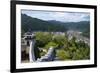 View of Gujo Hachiman cityscape with the castle, Japan-Keren Su-Framed Premium Photographic Print