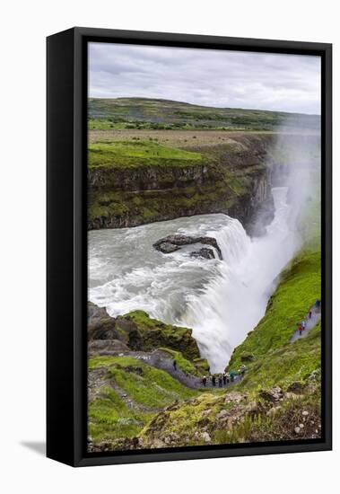 View of Gullfoss (Golden Waterfall), on the Hvita Rriver, Iceland, Polar Regions-Michael Nolan-Framed Stretched Canvas