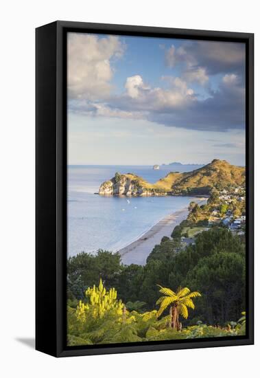 View of Hahei Beach, Coromandel Peninsula, North Island, New Zealand-Ian Trower-Framed Stretched Canvas