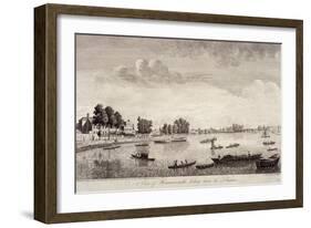 View of Hammersmith with Water Craft on the River Thames, Hammersmith, 1752-John Boydell-Framed Giclee Print