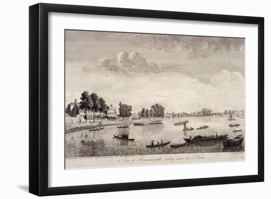 View of Hammersmith with Water Craft on the River Thames, Hammersmith, 1752-John Boydell-Framed Giclee Print
