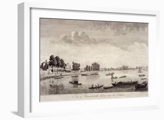 View of Hammersmith with Water Craft on the River Thames, Hammersmith, 1752-John Boydell-Framed Giclee Print