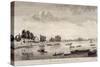 View of Hammersmith with Water Craft on the River Thames, Hammersmith, 1752-John Boydell-Stretched Canvas