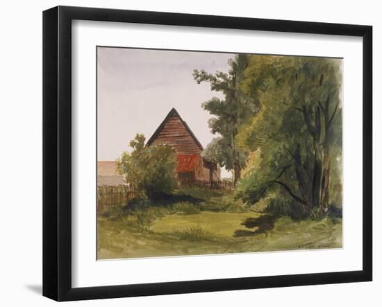 View of Hampstead with a Barn on the Left, Hampstead, Camden, London, 1842-Edmund Marks-Framed Giclee Print