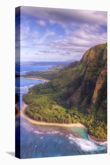 View of Hanalei from Na Pali Coast, Kauai Hawaii-Vincent James-Stretched Canvas