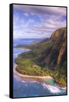 View of Hanalei from Na Pali Coast, Kauai Hawaii-Vincent James-Framed Stretched Canvas