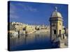 View of Harbor and Fortress Turret, Valletta, Malta-Robin Hill-Stretched Canvas