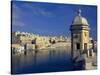 View of Harbor and Fortress Turret, Valletta, Malta-Robin Hill-Stretched Canvas