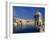 View of Harbor and Fortress Turret, Valletta, Malta-Robin Hill-Framed Premium Photographic Print