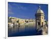 View of Harbor and Fortress Turret, Valletta, Malta-Robin Hill-Framed Photographic Print