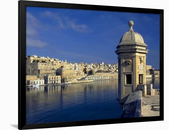 View of Harbor and Fortress Turret, Valletta, Malta-Robin Hill-Framed Photographic Print