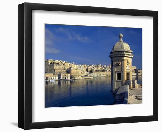 View of Harbor and Fortress Turret, Valletta, Malta-Robin Hill-Framed Photographic Print