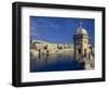 View of Harbor and Fortress Turret, Valletta, Malta-Robin Hill-Framed Photographic Print