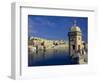 View of Harbor and Fortress Turret, Valletta, Malta-Robin Hill-Framed Photographic Print