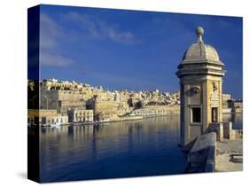 View of Harbor and Fortress Turret, Valletta, Malta-Robin Hill-Stretched Canvas