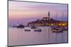 View of harbour and the old town with the Cathedral of St. Euphemia at dusk, Croatia-Frank Fell-Mounted Photographic Print