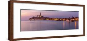 View of harbour and the old town with the Cathedral of St. Euphemia at dusk, Croatia-Frank Fell-Framed Photographic Print