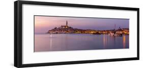 View of harbour and the old town with the Cathedral of St. Euphemia at dusk, Croatia-Frank Fell-Framed Photographic Print