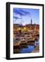 View of harbour and the old town with the Cathedral of St. Euphemia at dusk, Croatia-Frank Fell-Framed Photographic Print