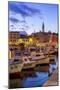 View of harbour and the old town with the Cathedral of St. Euphemia at dusk, Croatia-Frank Fell-Mounted Photographic Print