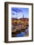 View of harbour and the old town with the Cathedral of St. Euphemia at dusk, Croatia-Frank Fell-Framed Photographic Print