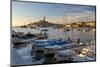 View of harbour and the old town with the Cathedral of St. Euphemia at sunset, Croatia-Frank Fell-Mounted Photographic Print