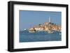 View of harbour and the old town with the Cathedral of St. Euphemia, Rovinj, Istria, Croatia-Frank Fell-Framed Photographic Print