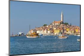 View of harbour and the old town with the Cathedral of St. Euphemia, Rovinj, Istria, Croatia-Frank Fell-Mounted Photographic Print