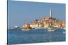 View of harbour and the old town with the Cathedral of St. Euphemia, Rovinj, Istria, Croatia-Frank Fell-Stretched Canvas