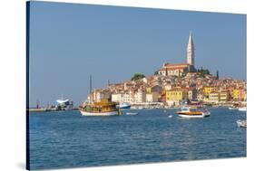 View of harbour and the old town with the Cathedral of St. Euphemia, Rovinj, Istria, Croatia-Frank Fell-Stretched Canvas