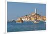 View of harbour and the old town with the Cathedral of St. Euphemia, Rovinj, Istria, Croatia-Frank Fell-Framed Photographic Print