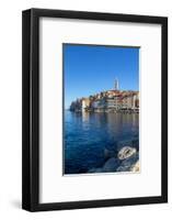 View of harbour and the old town with the Cathedral of St. Euphemia, Rovinj, Istria, Croatia-Frank Fell-Framed Photographic Print