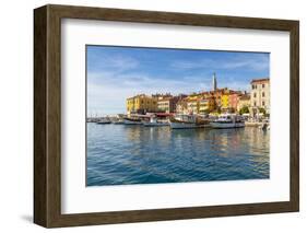 View of harbour and the old town with the Cathedral of St. Euphemia, Rovinj, Istria, Croatia-Frank Fell-Framed Photographic Print