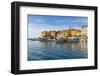 View of harbour and the old town with the Cathedral of St. Euphemia, Rovinj, Istria, Croatia-Frank Fell-Framed Photographic Print