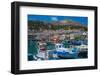 View of harbour boats in Kalimnos with hills in the background, Kalimnos, Dodecanese Islands-Frank Fell-Framed Photographic Print