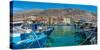 View of harbour boats in Kalimnos with hills in the background, Kalimnos, Dodecanese Islands-Frank Fell-Stretched Canvas