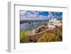 View of harbour from elevated position, Puerto del Carmen, Lanzarote, Las Palmas-Frank Fell-Framed Photographic Print