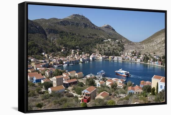 View of Harbour, Kastellorizo (Meis), Dodecanese, Greek Islands, Greece, Europe-Stuart Black-Framed Stretched Canvas