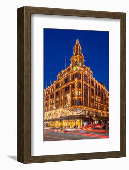 View of Harrods department store illuminated at dusk, Knightsbridge, London-Frank Fell-Framed Photographic Print