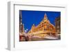 View of Harrods department store illuminated at dusk, Knightsbridge, London-Frank Fell-Framed Photographic Print