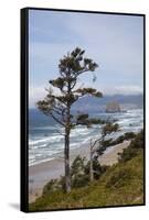 View of Haystack Rock and Cannon Beach, from Highway 101, Oregon, USA-Jamie & Judy Wild-Framed Stretched Canvas