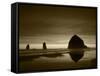 View of Haystack Rock on Cannon Beach at Sunset, Oregon, USA-Stuart Westmorland-Framed Stretched Canvas