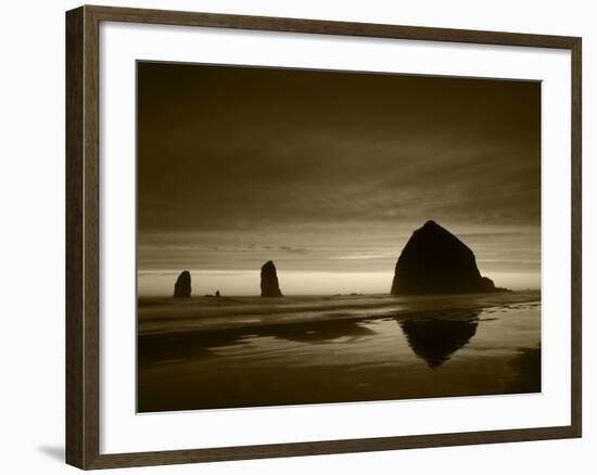 View of Haystack Rock on Cannon Beach at Sunset, Oregon, USA-Stuart Westmorland-Framed Photographic Print