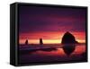 View of Haystack Rock on Cannon Beach at Sunset, Oregon, USA-Stuart Westmorland-Framed Stretched Canvas