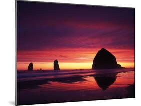 View of Haystack Rock on Cannon Beach at Sunset, Oregon, USA-Stuart Westmorland-Mounted Premium Photographic Print