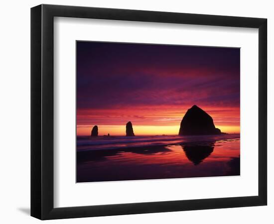 View of Haystack Rock on Cannon Beach at Sunset, Oregon, USA-Stuart Westmorland-Framed Photographic Print