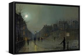 View of Heath Street by Night-Atkinson Grimshaw-Framed Stretched Canvas