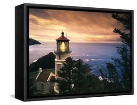 View of Heceta Head Lighthouse at Sunset, Oregon, USA-Stuart Westmorland-Framed Stretched Canvas