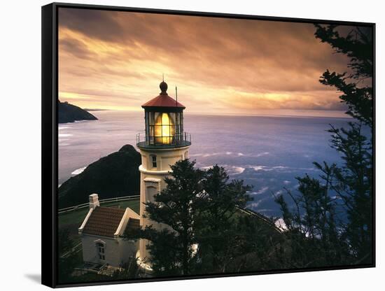 View of Heceta Head Lighthouse at Sunset, Oregon, USA-Stuart Westmorland-Framed Stretched Canvas