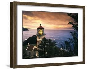 View of Heceta Head Lighthouse at Sunset, Oregon, USA-Stuart Westmorland-Framed Premium Photographic Print